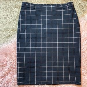 New Ann Taylor Petite Navy Windowpane Plaid Pencil Skirt Sz 0P